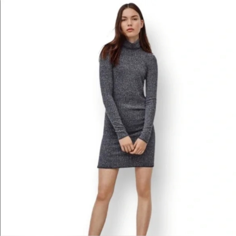 WILFRED Mariel Dress Ribbed Gray Turtleneck Sweater Dress XXS NWOT